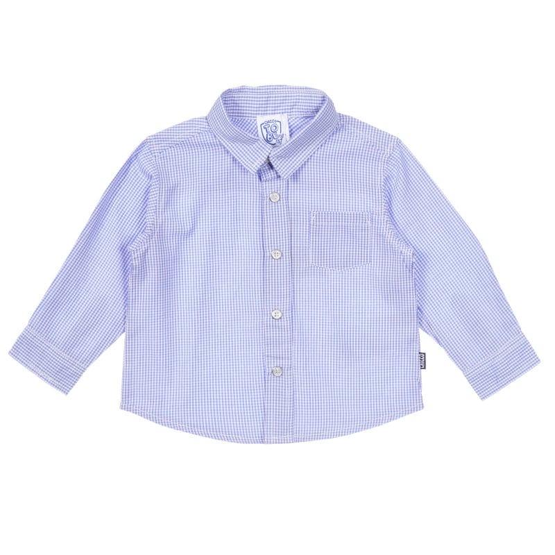 Памучна карирана риза за бебе в синьо и бяло  255627