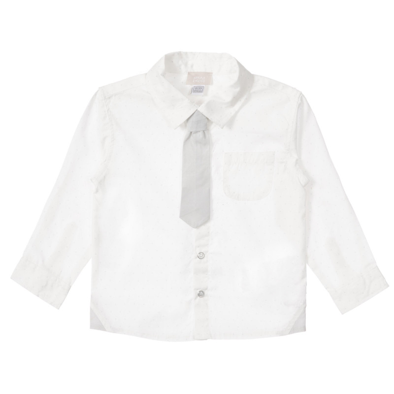 Памучна риза с вратовръзка за бебе, бяла  255635