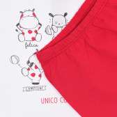 Памучен комплект тениска и къси панталонки за бебе в бяло и червено Chicco 255682 3