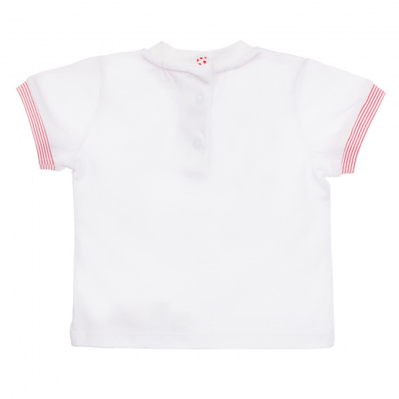 Памучен комплект тениска и къси панталонки за бебе в бяло и червено Chicco 255684 5
