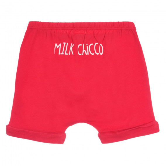Памучен комплект тениска и къси панталонки за бебе в бяло и червено Chicco 255686 7