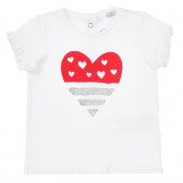 Памучна тениска с щампа на сърце за бебе, бяла Chicco 255701 