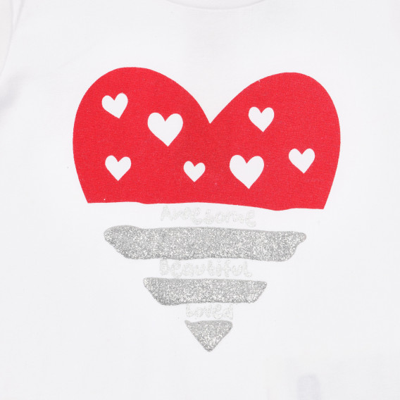 Памучна тениска с щампа на сърце за бебе, бяла Chicco 255702 2