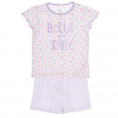 Памучна пижама HELLO GIRL за бебе в лилаво и бяло Chicco 255773 