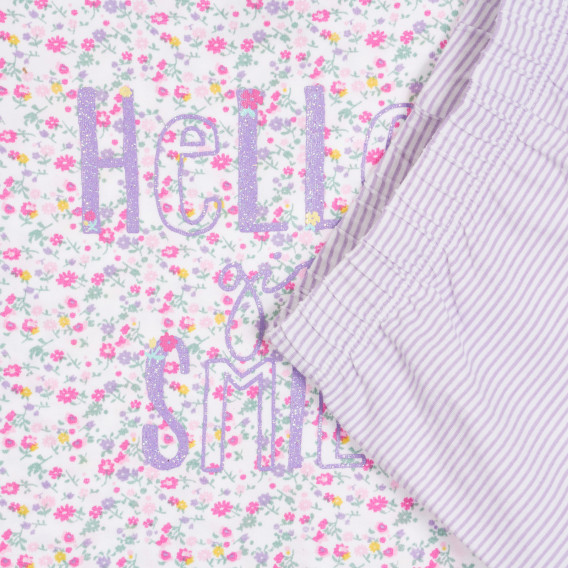 Памучна пижама HELLO GIRL за бебе в лилаво и бяло Chicco 255775 3