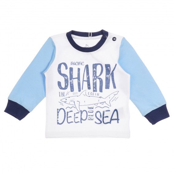 Памучна пижама Shark за бебе, синя Chicco 255785 2