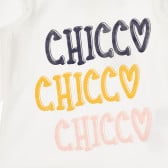 Памучна блуза с името на бранда за бебе, бяла Chicco 255829 2