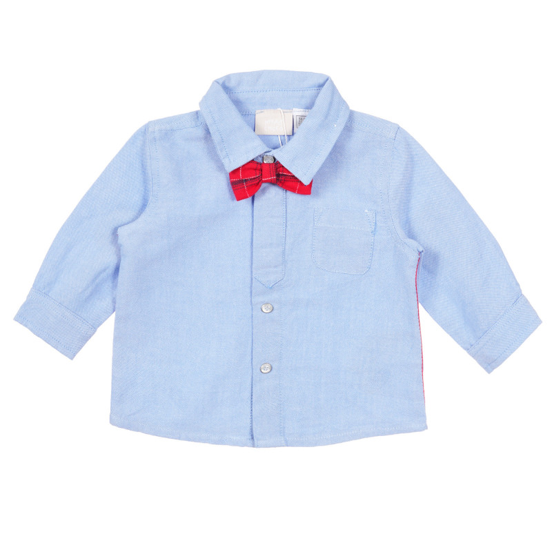 Памучна риза с карирани акценти за бебе, синя  255836