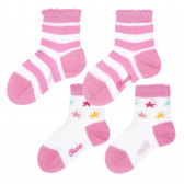 Комплект от два чифта чорапи за бебе в бяло и розово Chicco 255886 