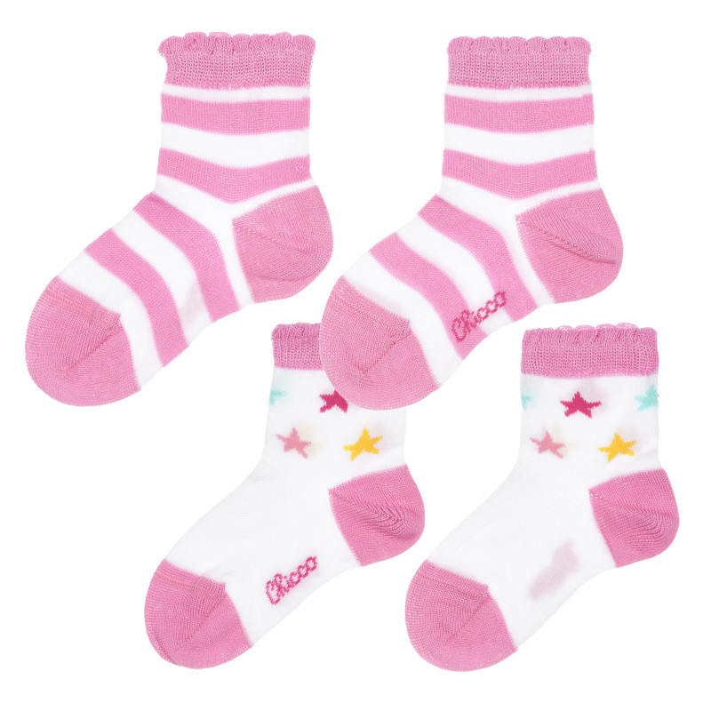 Комплект от два чифта чорапи за бебе в бяло и розово  255886