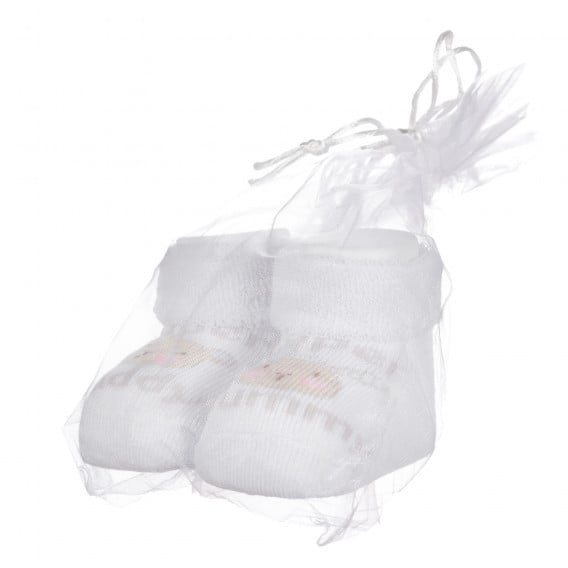 Плетени чорапи MOMMY AND DADDY за бебе, бели Chicco 255896 