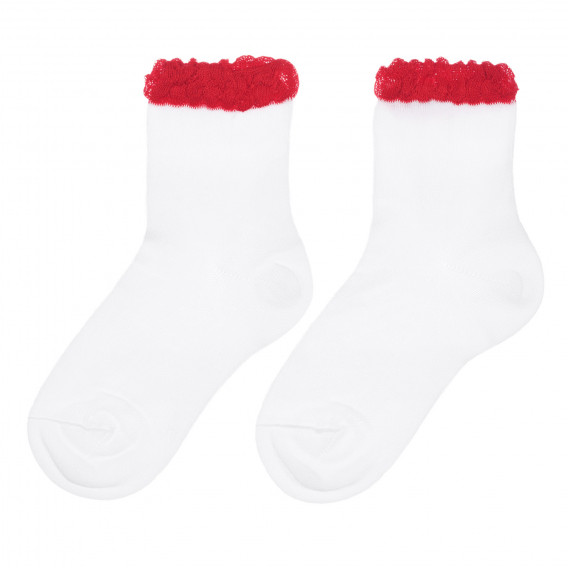 Чорапи с червен акцент, бели Chicco 255902 