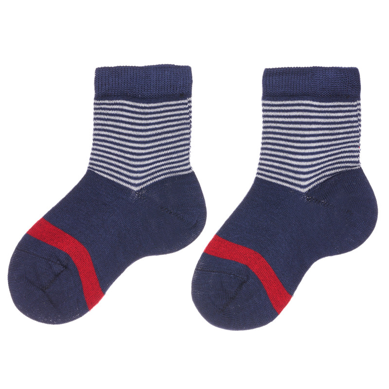 Чорапи с червени ленти за бебе, сини  255906