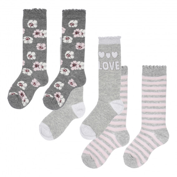 Комплект от три чифта чорапи за бебе в розово и сиво Chicco 255932 