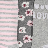 Комплект от три чифта чорапи за бебе в розово и сиво Chicco 255934 2