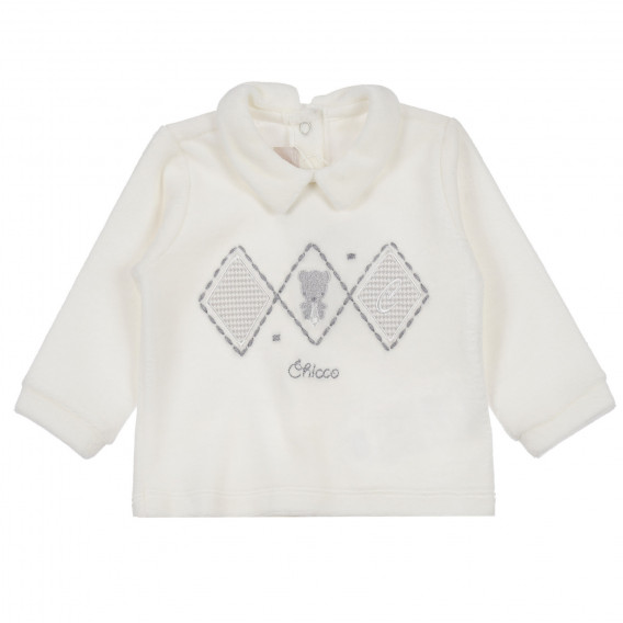 Комплект блуза с ританки за бебе в бяло и сиво Chicco 255950 2