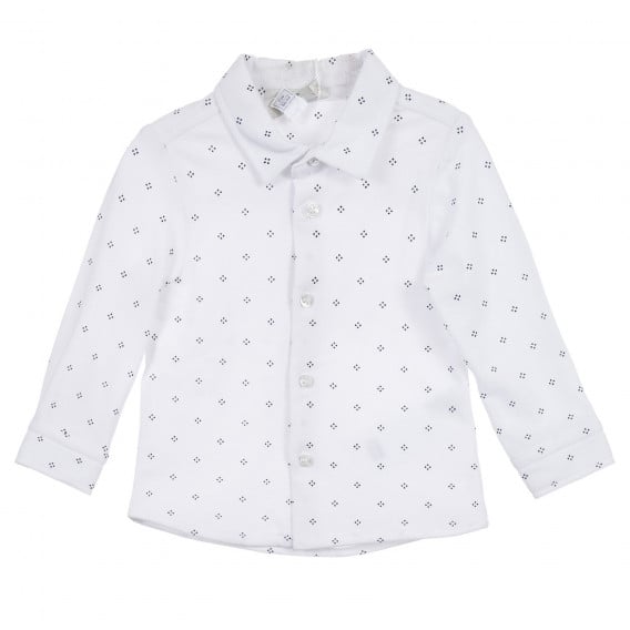 Памучен комплект риза с панталон за бебе в бяло и синьо Chicco 256010 2