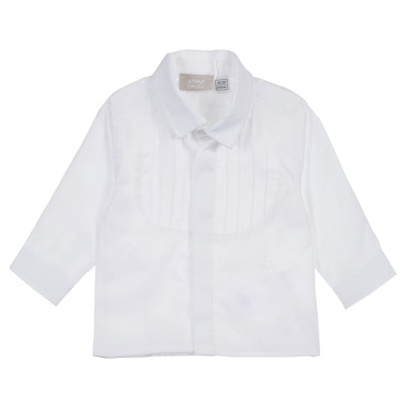 Памучен комплект риза и панталон за бебе в бяло и синьо Chicco 256028 2