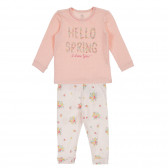 Памучна пижама HELLO SPRING за бебе, розова Chicco 256083 