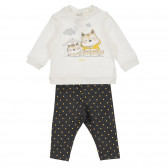 Памучен комплект блуза с клин за бебе в бяло и кафяво Chicco 256135 