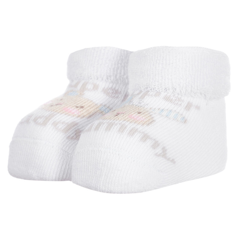 Плетени чорапи MOMMY AND DADDY за бебе, бели  256143