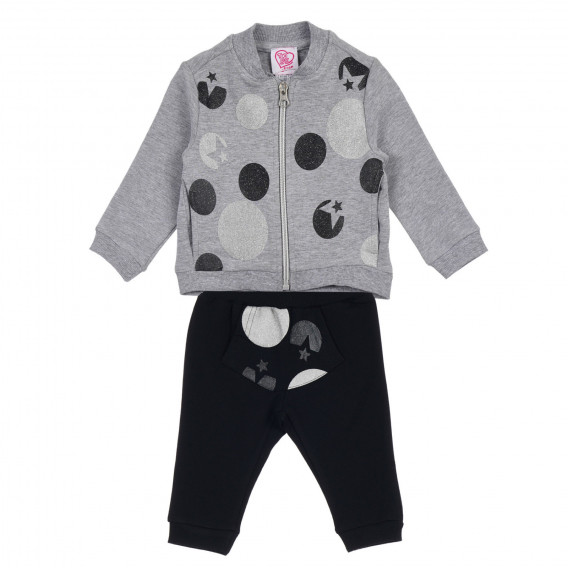Комплект суитшърт и панталон за бебе в сиво и черно Chicco 256167 