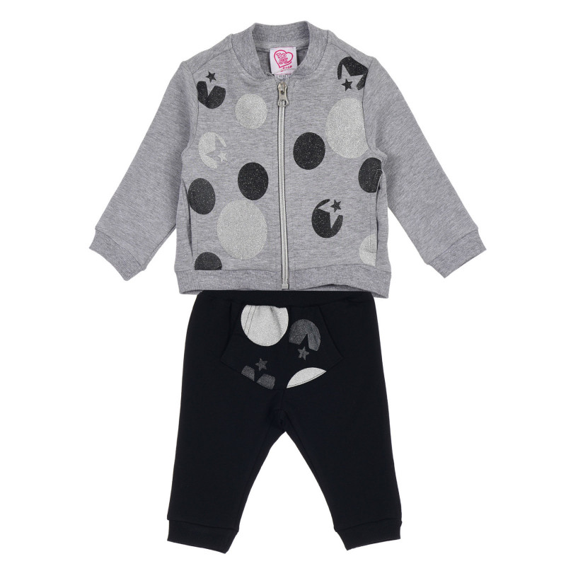Комплект суитшърт и панталон за бебе в сиво и черно  256167