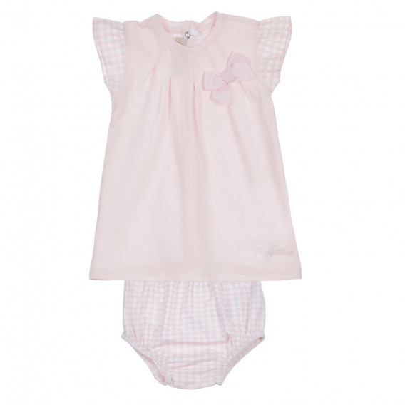 Памучен комплект рокля с гащи за бебе, розов Chicco 256220 