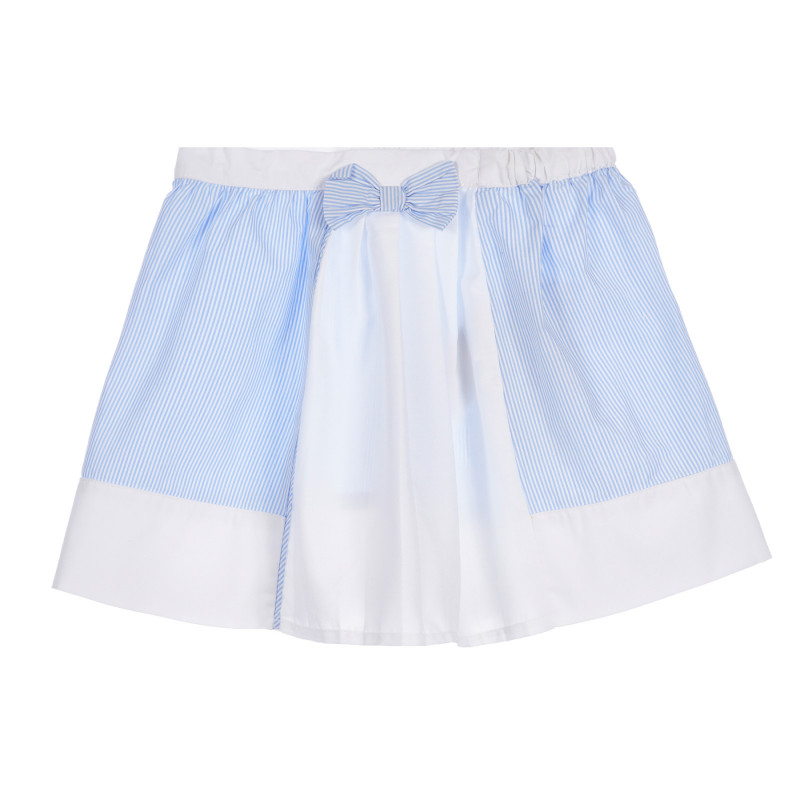 Памучна раирана пола с панделка в бяло и синьо  256253