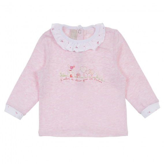 Памучен комплект блуза и ританки за бебе в розово и бяло Chicco 256275 2