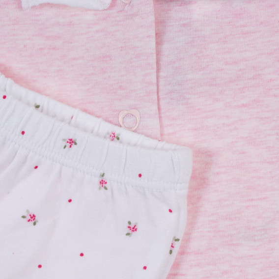 Памучен комплект блуза и ританки за бебе в розово и бяло Chicco 256278 4