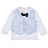 Памучен комплект с папийонка за бебе в бяло и синьо Chicco 256327 2