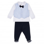 Памучен комплект с папийонка за бебе в бяло и синьо Chicco 256328 