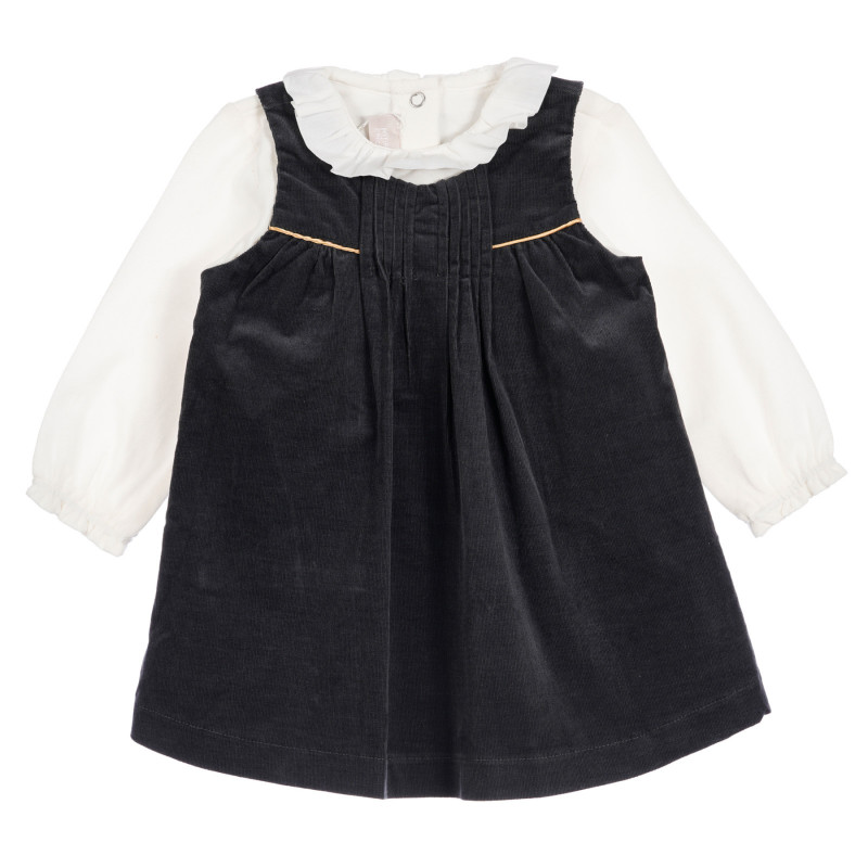 Памучен комплект блуза с рокля за бебе  256336