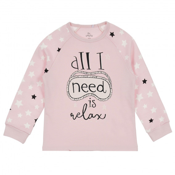 Памучна пижама ALL I NEED IS RELAX , розова Chicco 256373 2