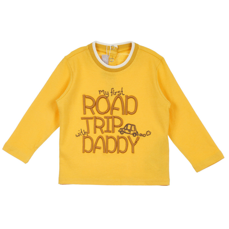 Памучна блуза с апликация за бебе, жълта  256420