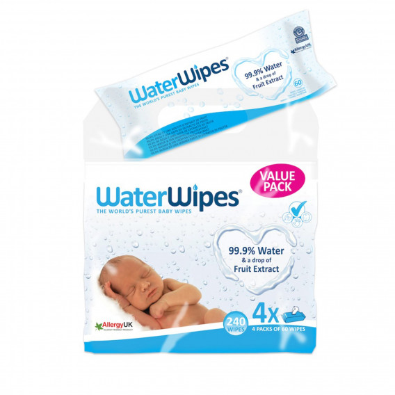 Бебешки влажни кърпички WaterWipes 99.9% вода, 4 х 60 бр. WaterWipes 256477 2