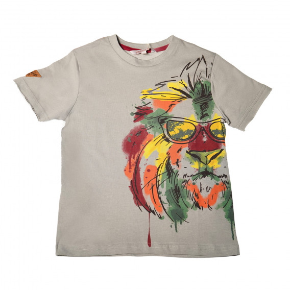 Памучна тениска с щампа на лъв за момче Boboli 25722 