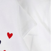 Тениска с щампа на сърце и надпис, бяла Acar 257394 4