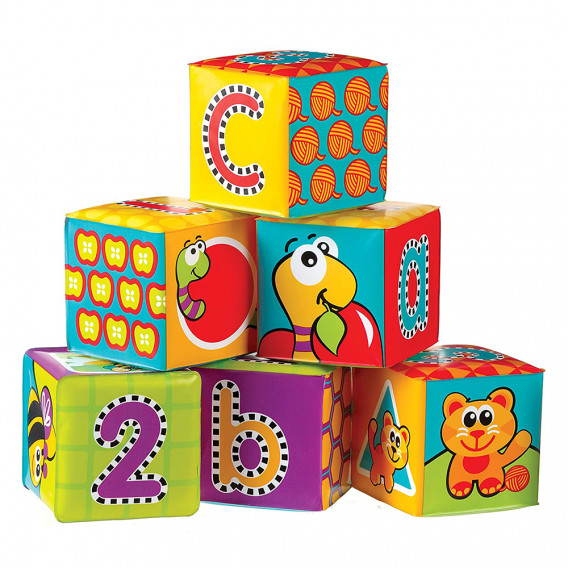 Играчки за баня, меки образователни кубчета - 6 бр. Playgro 257476 