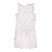Памучна рокля с принт на фламинго, бяла Benetton 257547 5
