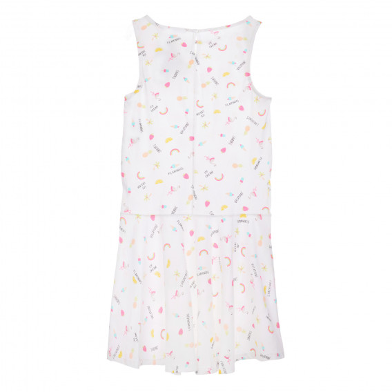 Памучна рокля с принт на фламинго, бяла Benetton 257548 8