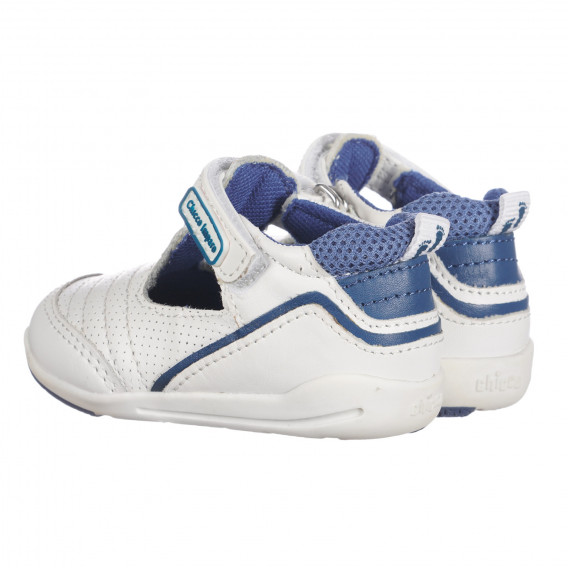 Кожени обувки със сини акценти за бебе, бели Chicco 257607 2