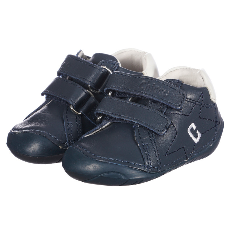 Кожени обувки с апликация на звезда за бебе, тъмносини  257635