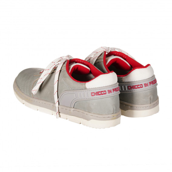 Обувки от естествена кожа с червени акценти, сиви Chicco 257965 2