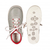 Обувки от естествена кожа с червени акценти, сиви Chicco 257966 3
