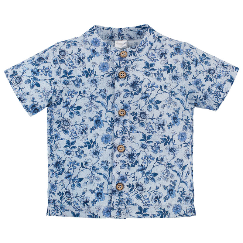 Памучна риза с флорален принт, синя  258011