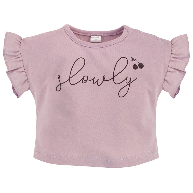 Памучна блуза с къс ръкав за бебе, розова  258033