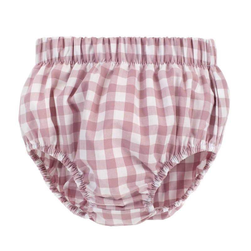 Памучни карирани къси панталони за бебе в бяло и розово  258036