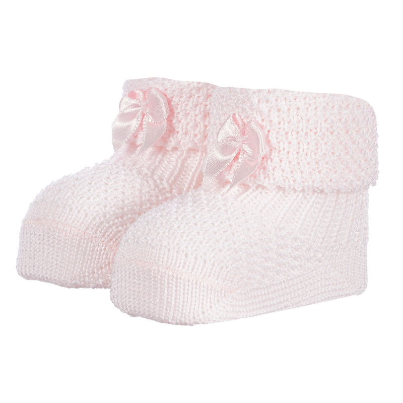 Плетени чорапи с панделки за бебе, розови  258178